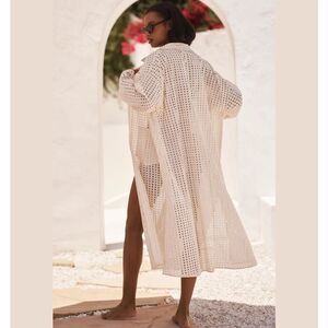 NWT Anthropologie Cream Eyelet Duster O/S